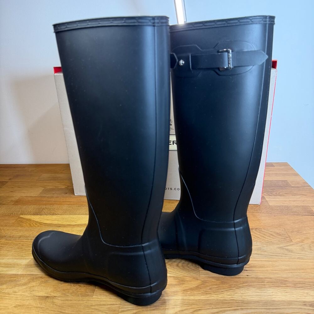 HUNTER Classic Original Tall Rain Boots Women's 10 Matte Black Buckle - Picture 11 of 11